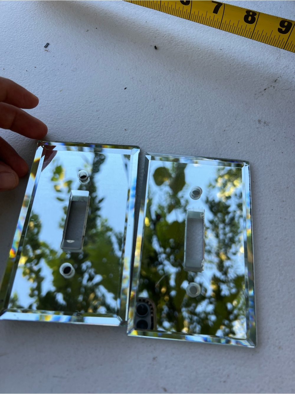 Mirrored Glass Toggle Light Switch Cover Plate - Silver Finish